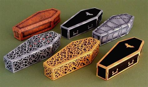 small coffin shaped boxes